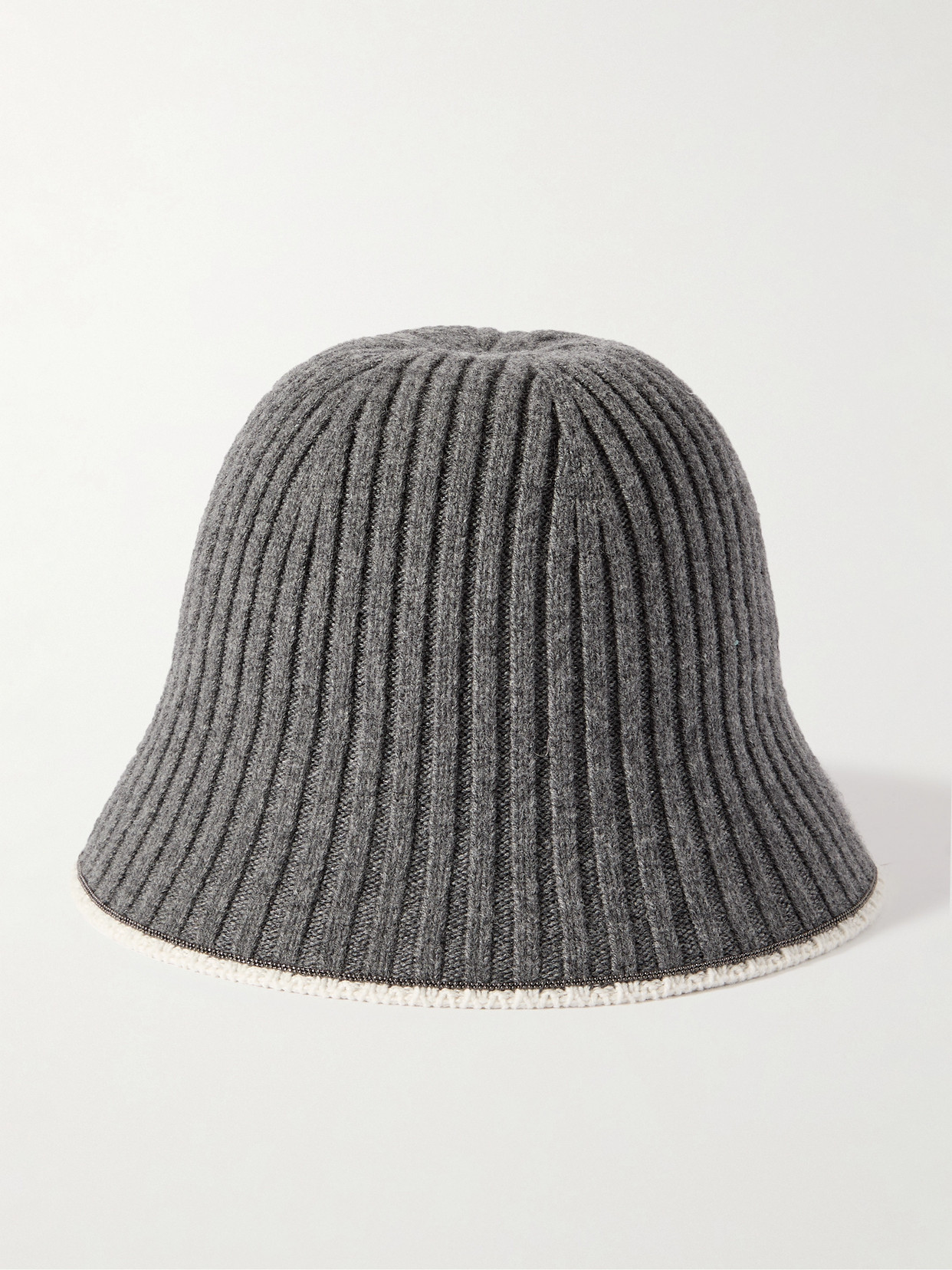 Brunello Cucinelli Ribbed-knit Bucket Hat In Grey