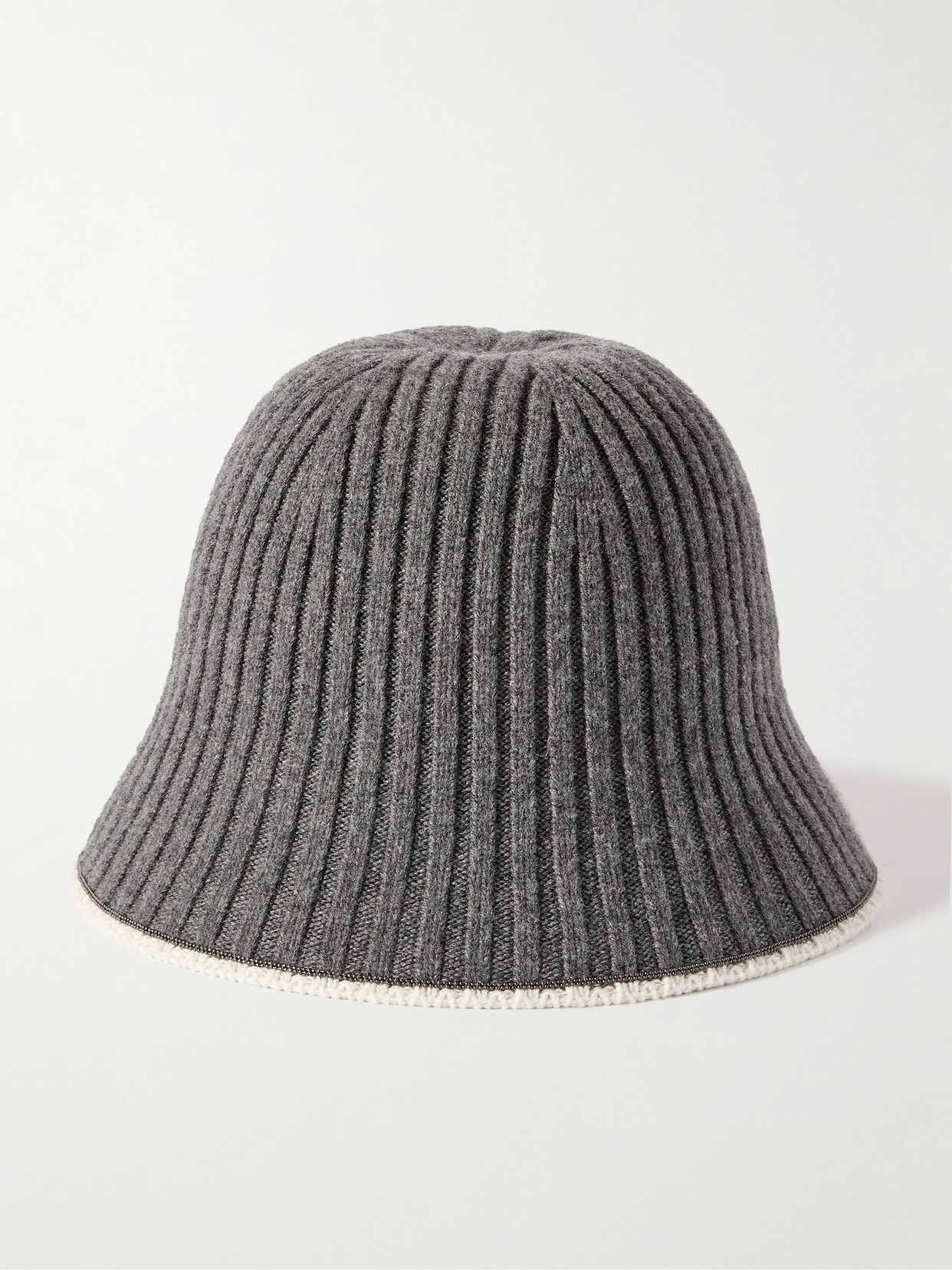 Brunello Cucinelli Ribbed-knit Bucket Hat In Gray