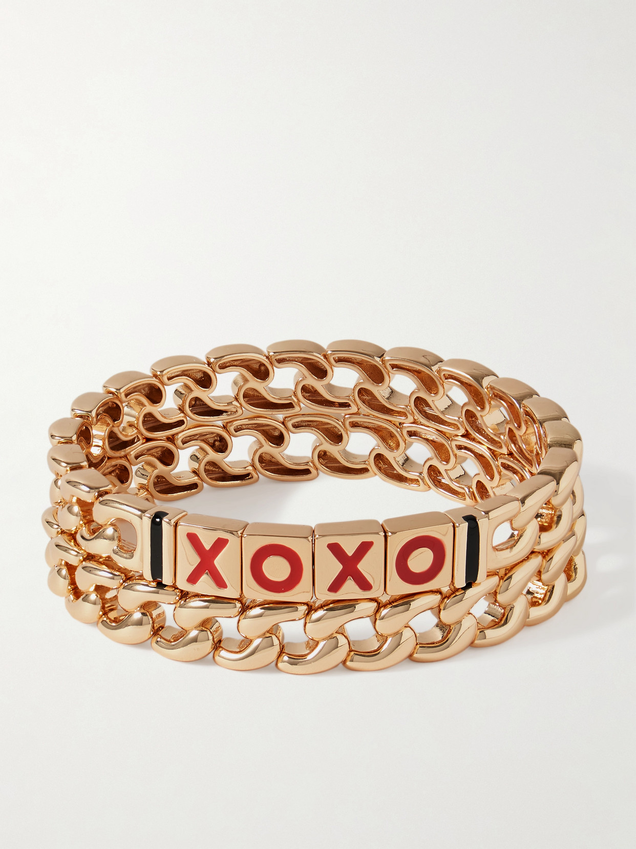 Roxanne Assoulin The Xoxo Link Set Of Two Gold-tone And Enamel Bracelets