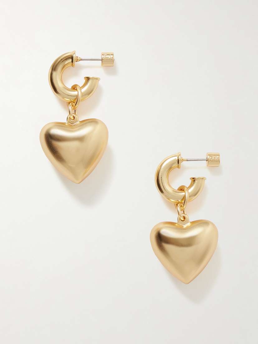 Roxanne Assoulin Heart & Soul Gold-tone Hoop Earrings