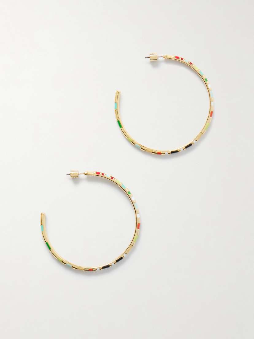 Roxanne Assoulin Gold-tone And Enamel Hoop Earrings