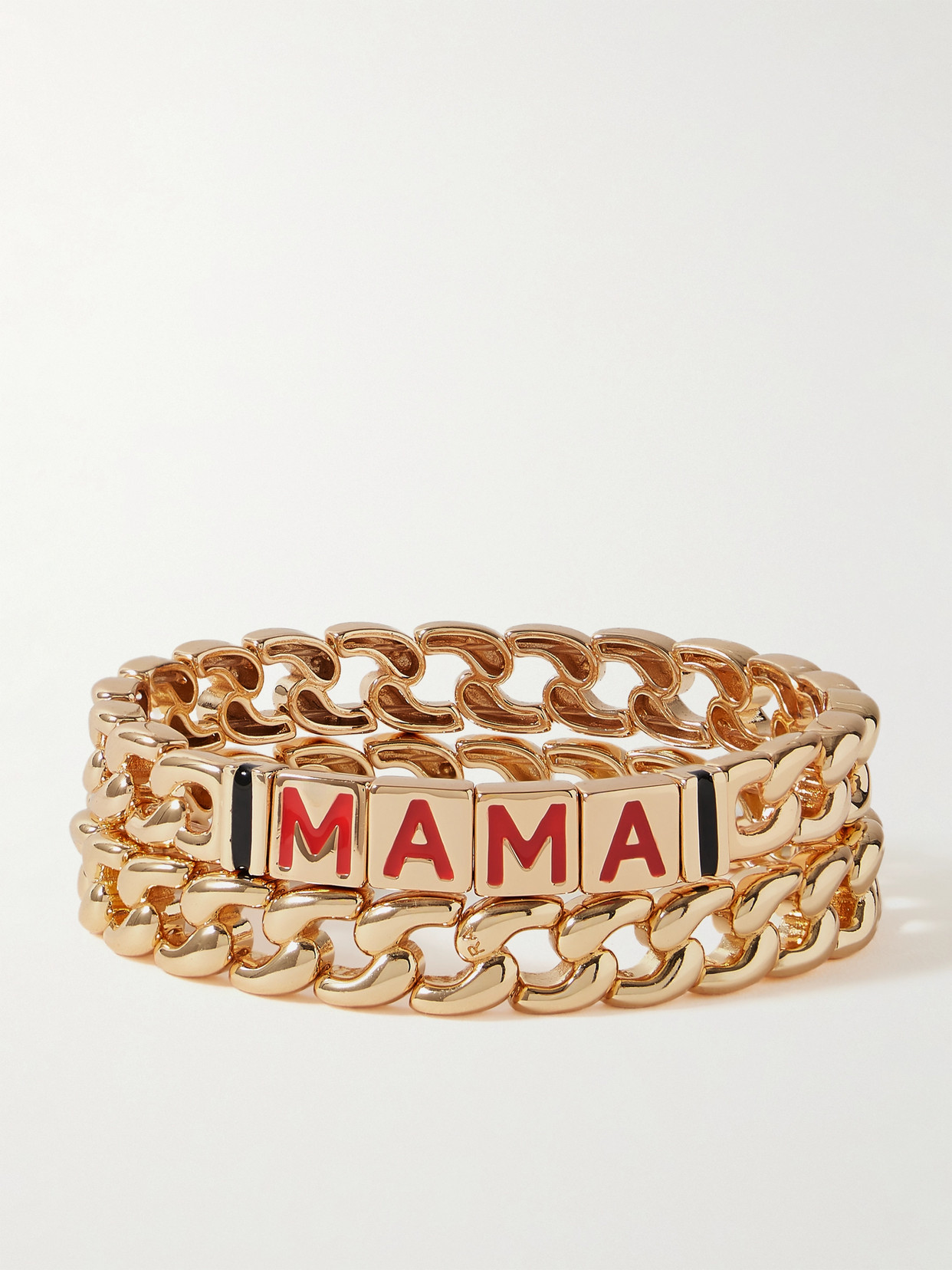 Roxanne Assoulin The Mama Link Set Of Two Gold-tone And Enamel Bracelets