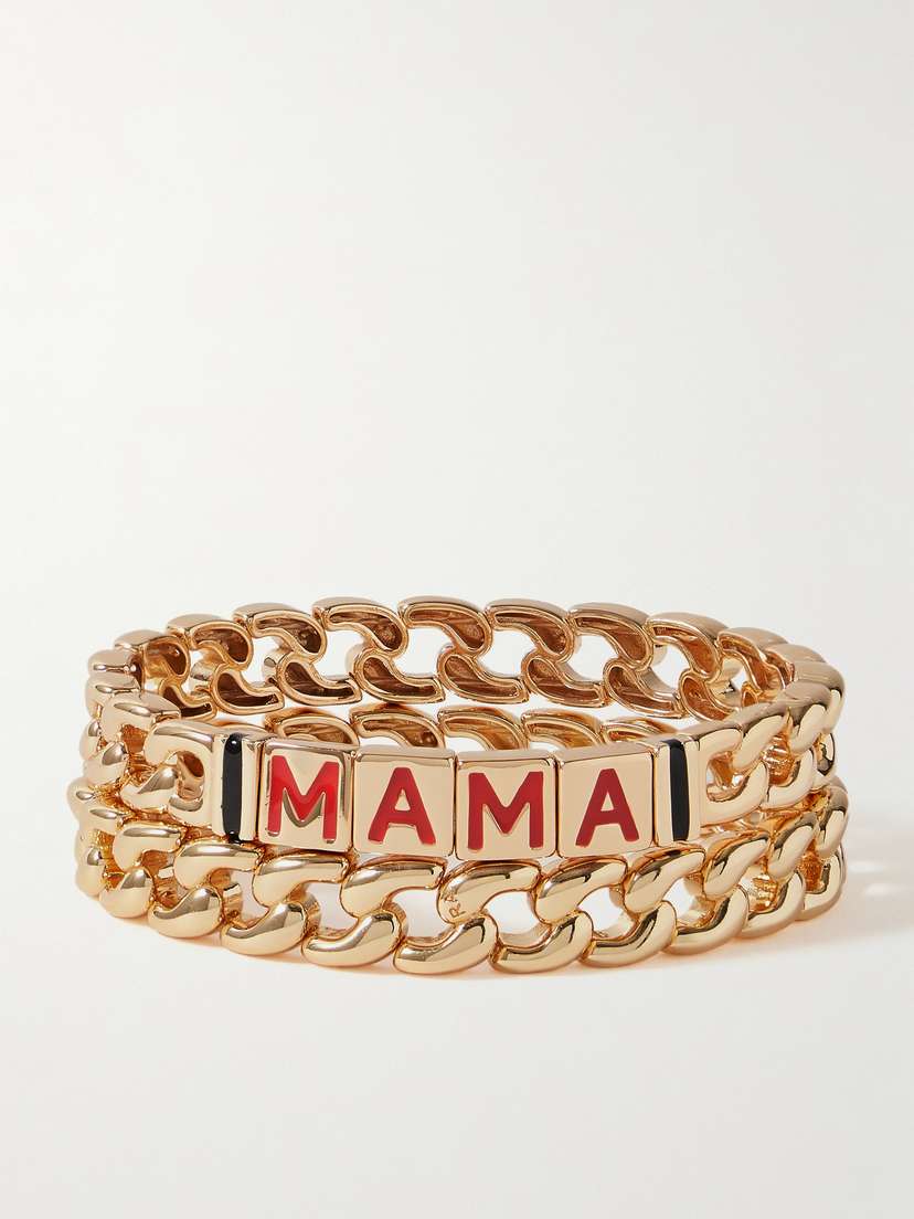 Roxanne Assoulin The Mama Link Set Of Two Gold-tone And Enamel Bracelets