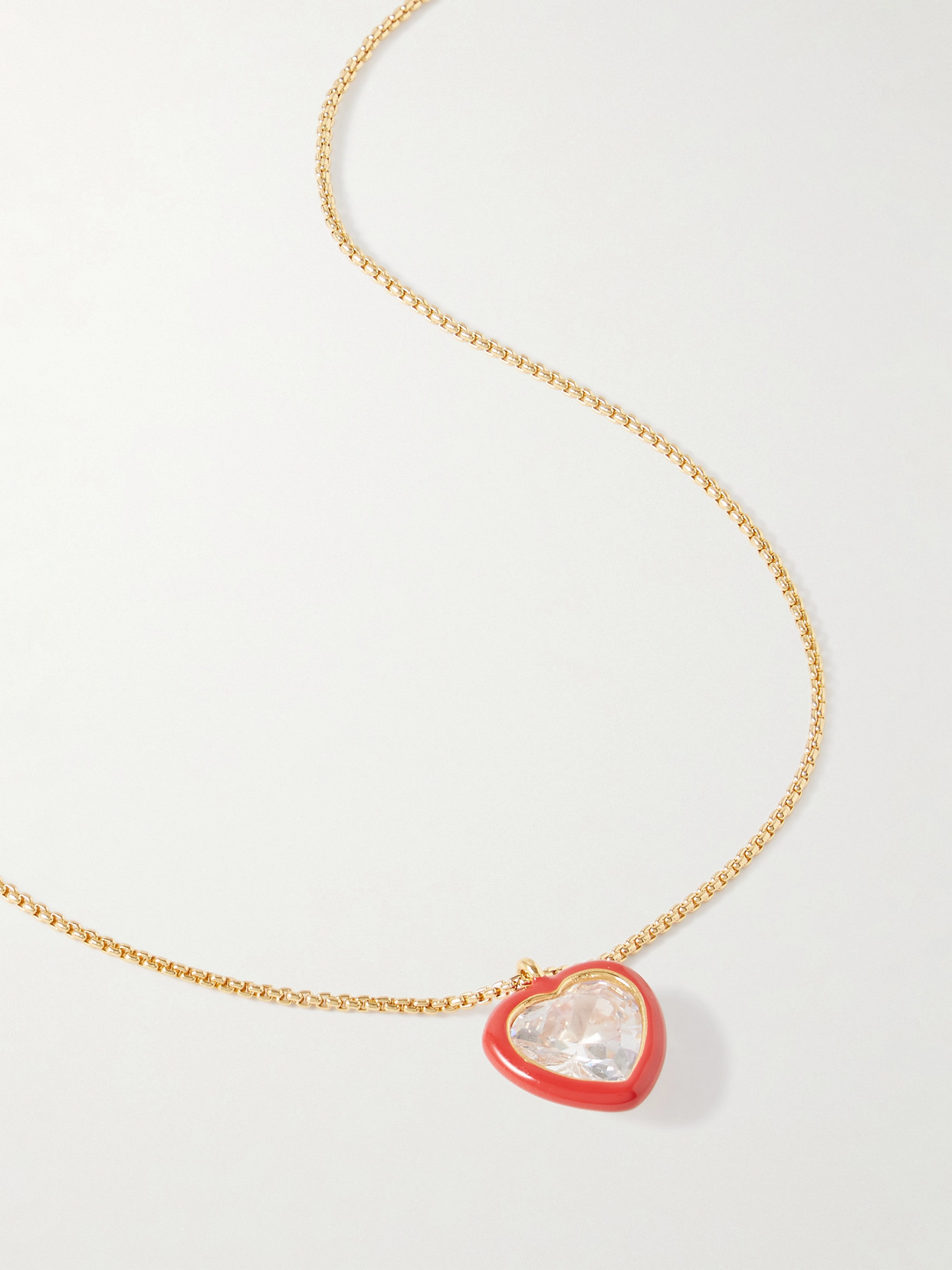 Roxanne Assoulin Heart's Desire Gold-tone, Enamel And Cubic Zirconia Necklace In Red