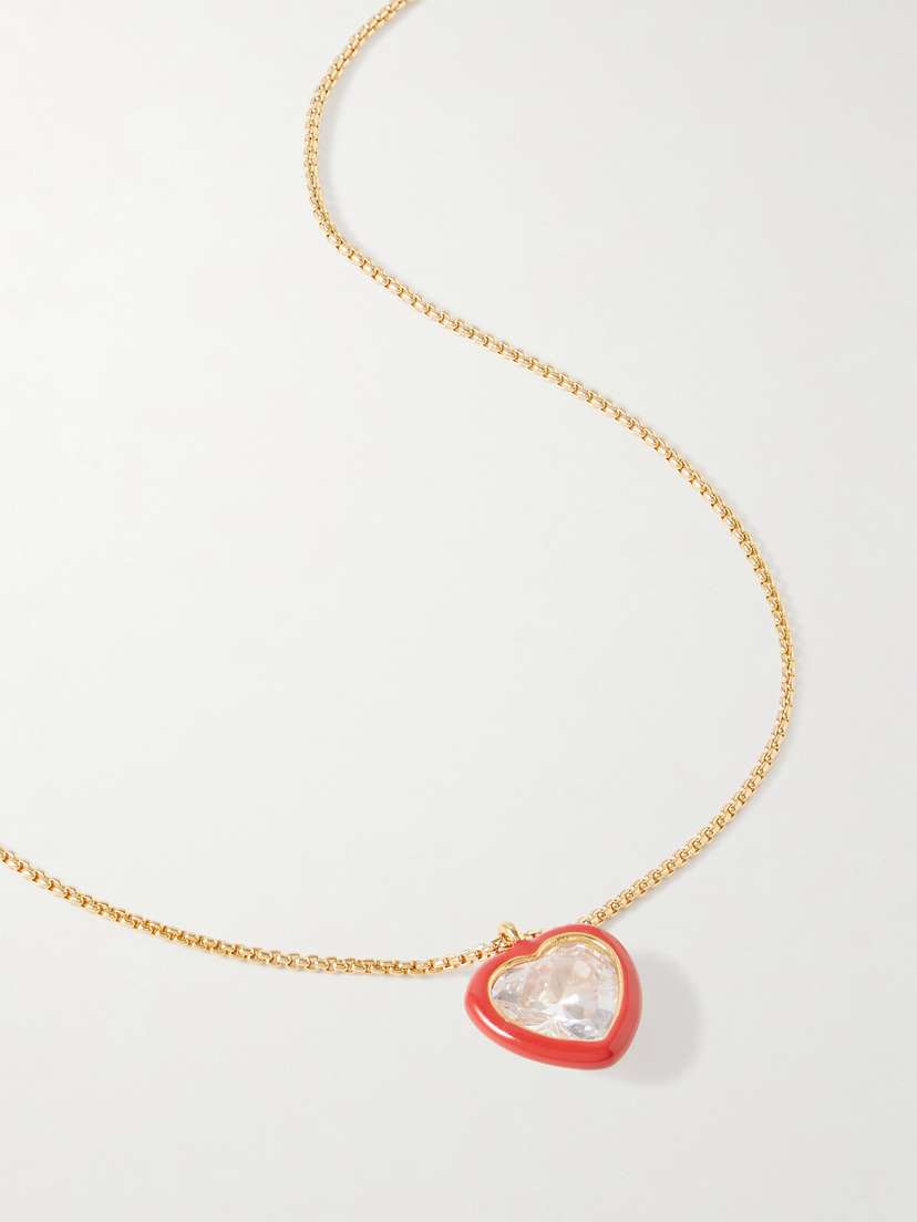 Roxanne Assoulin Heart’s Desire Gold-tone, Enamel And Cubic Zirconia Necklace
