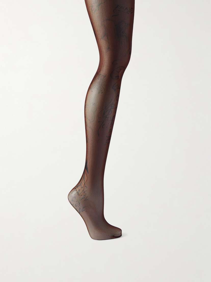 Balenciaga Tat Printed Stretch-tulle Tights