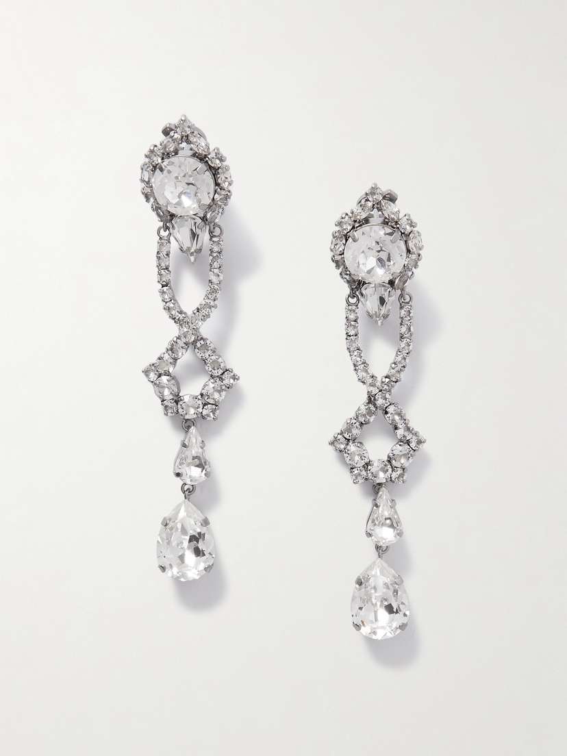 Balenciaga Palazzo Silver-tone Crystal Earrings