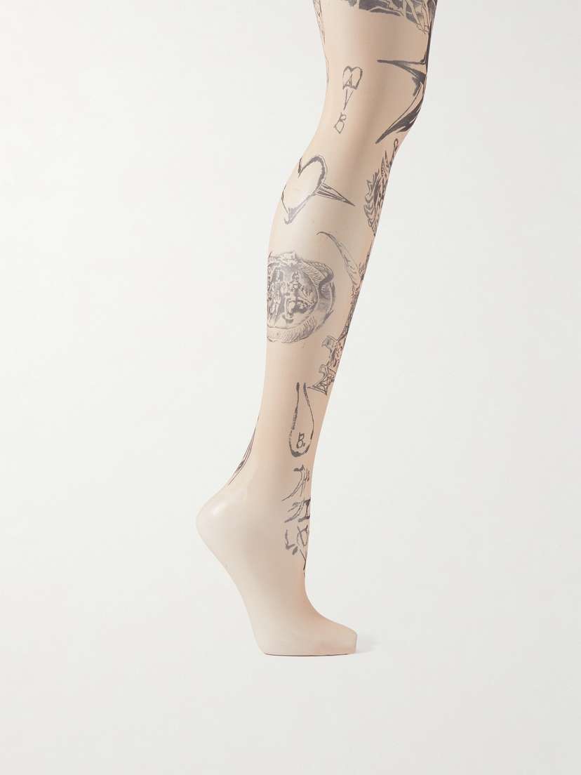 Balenciaga Tat Printed tretch-tulle Tights