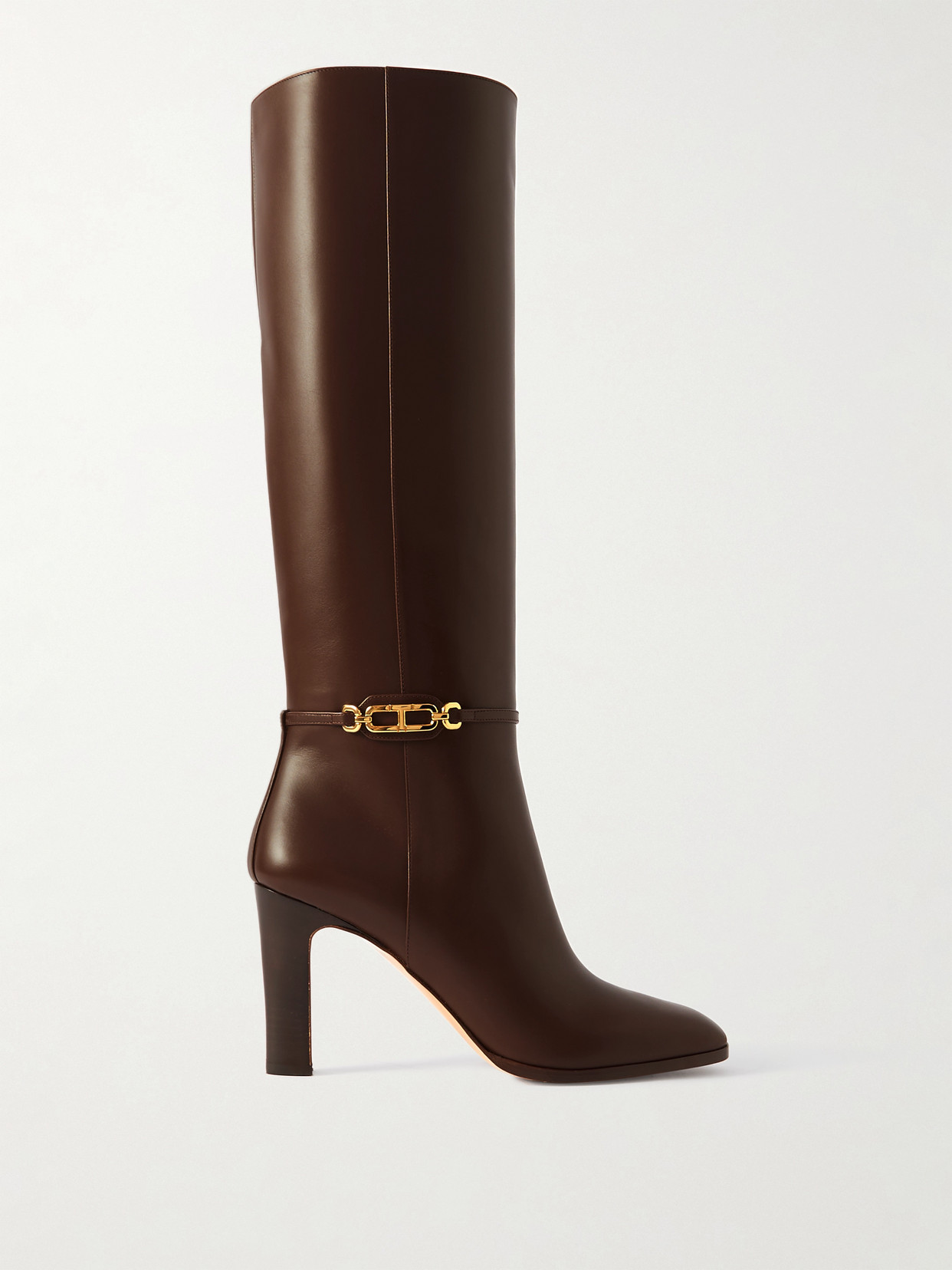 Tom Ford Embellished Leather Boots In Brown