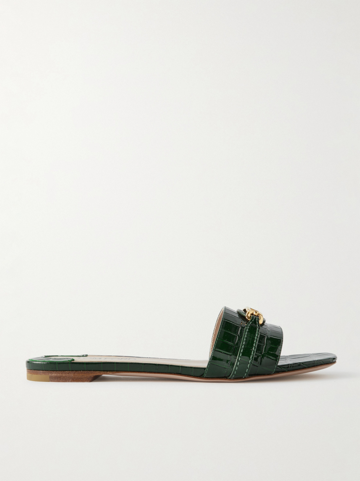 TOM FORD LOGO-EMBELLISHED LEATHER SLIDES