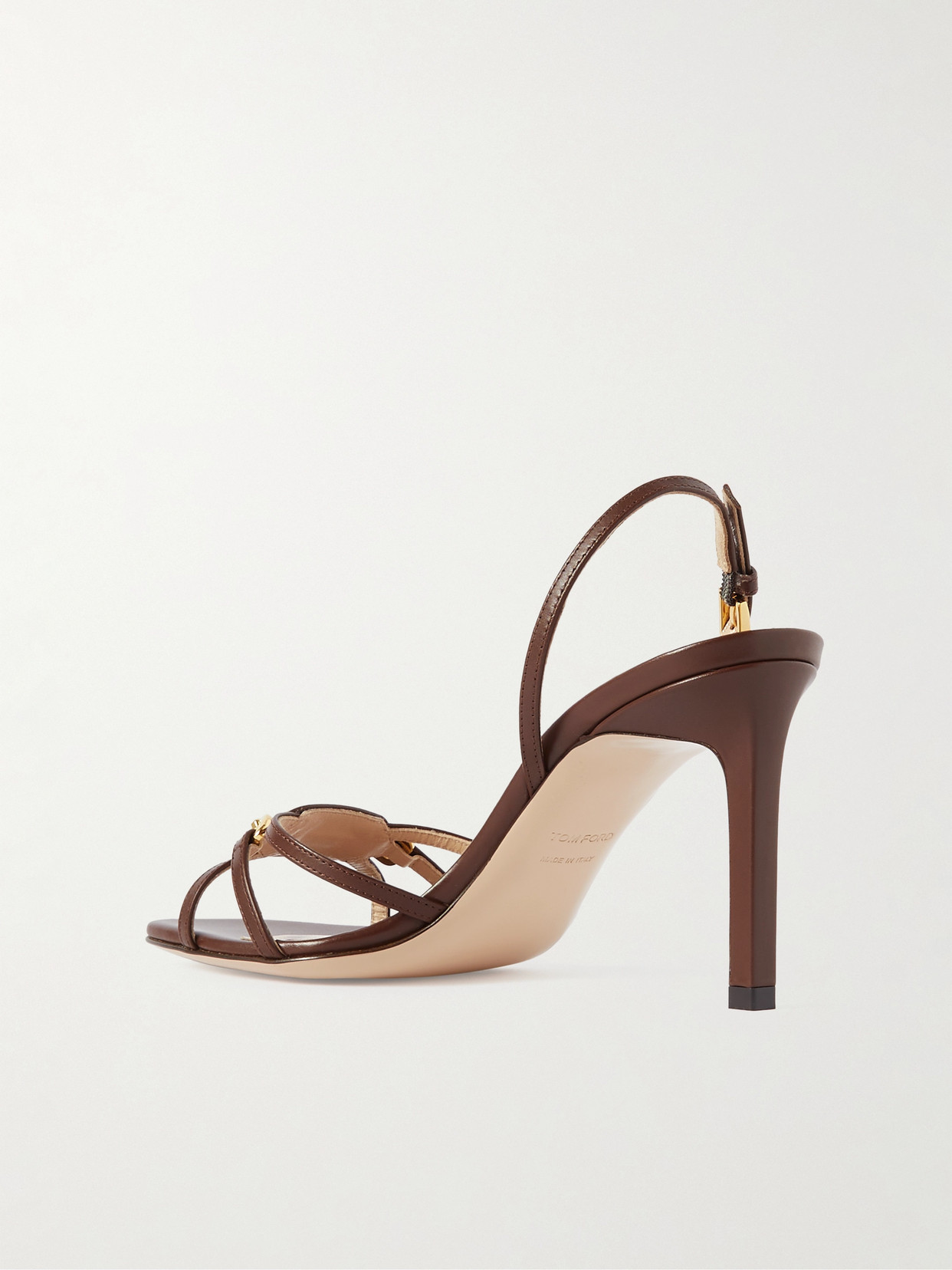 Tom Ford Embellished Leather Sandals In Brown