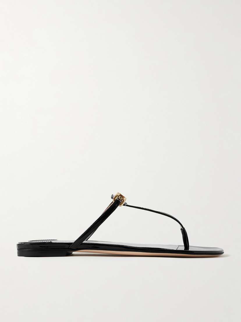 Tom Ford Logo-embellished Patent-leather Sandals