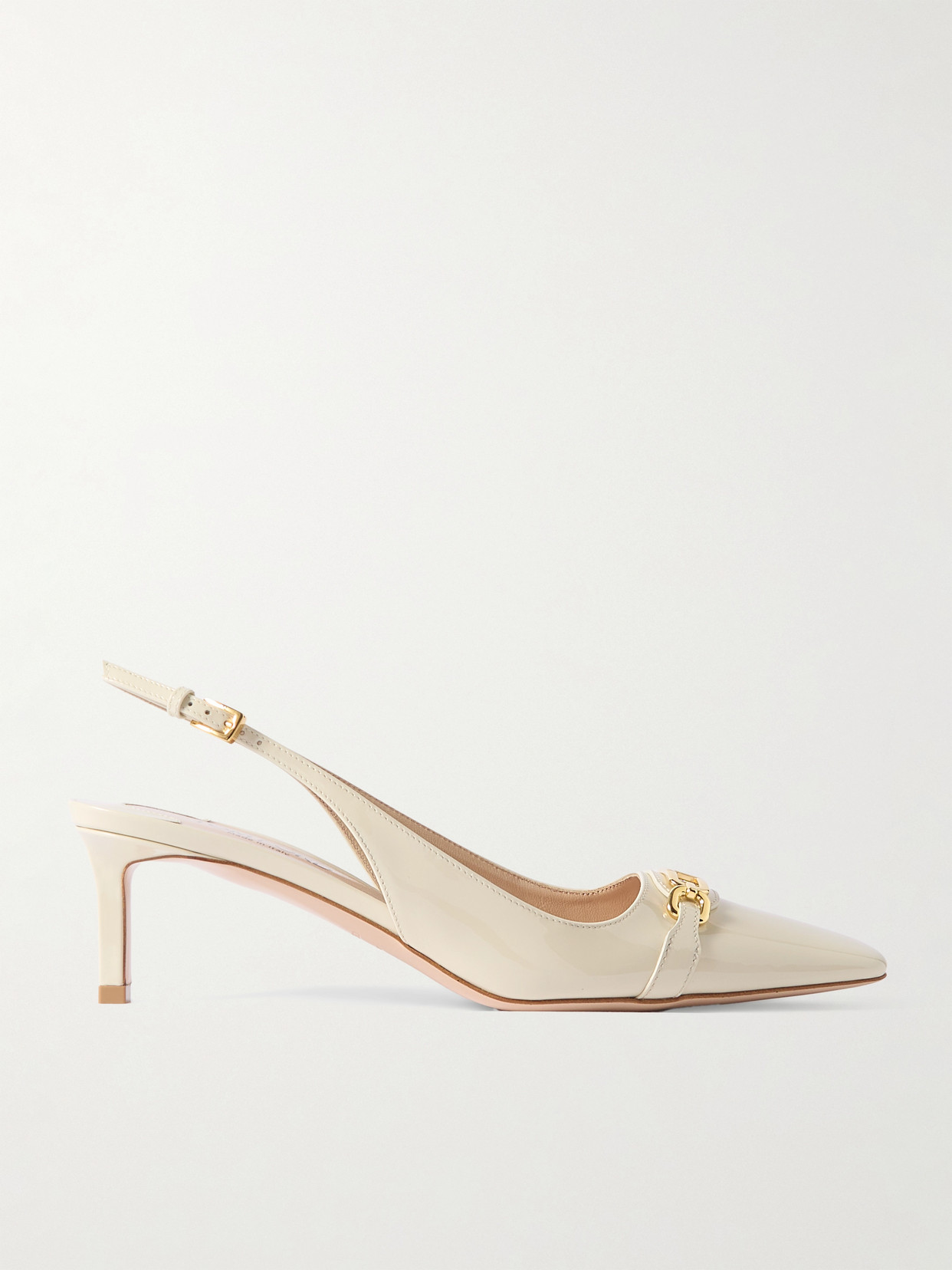 Tom Ford 85mm Patent Leather Slingbacks In Ivory