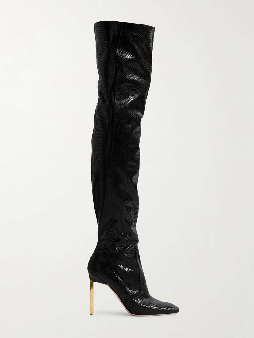 Tom Ford Snake-effect Patent-leather Over-the-knee Boots