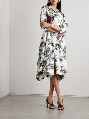 Jason Wu Collection Belted printed silk-twill midi shirt dress