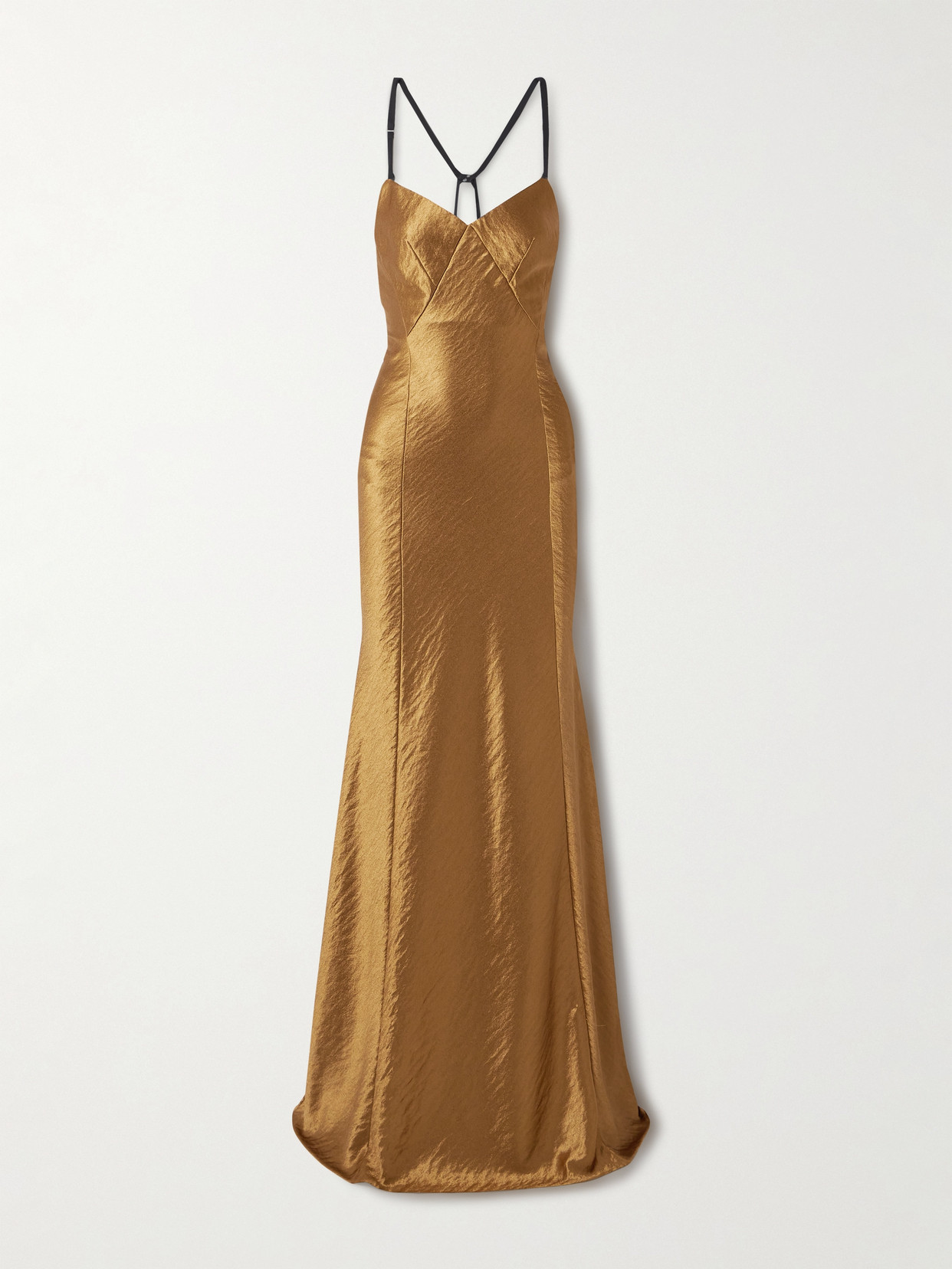 Jason Wu Collection Paneled Hammered-satin Gown In Gold