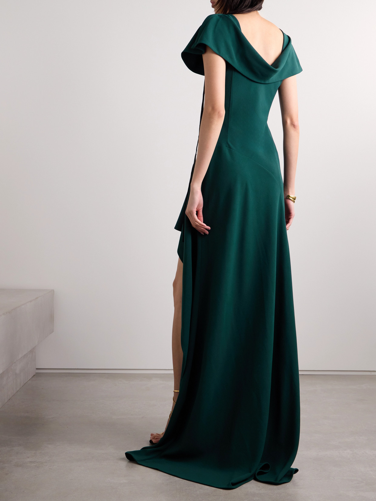 Jason Wu Collection Ruched Fluid Crepe Gown In Green