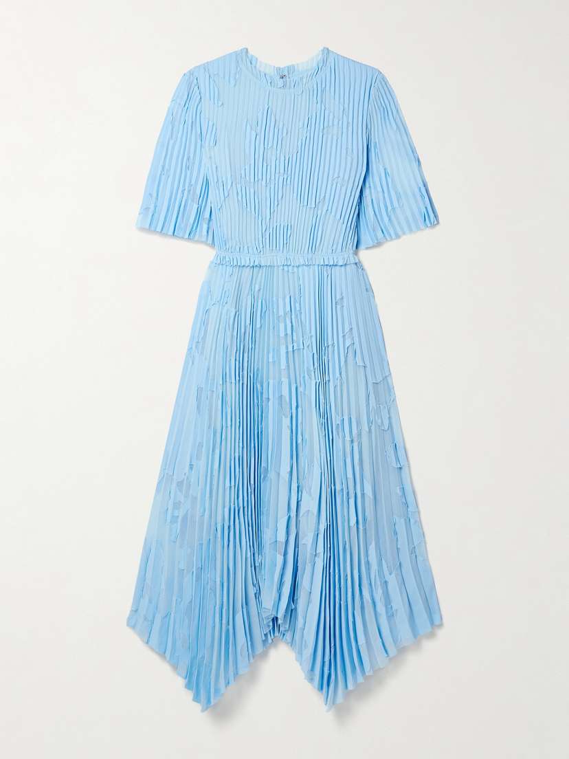 Jason Wu Collection Asymmetric Ruffled Pleated Devoré-chiffon Midi Dress
