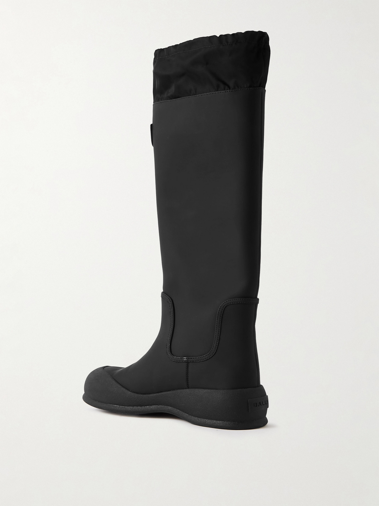 Bally High Shaft Round Toe Rain Boots Rubber Sole In Black