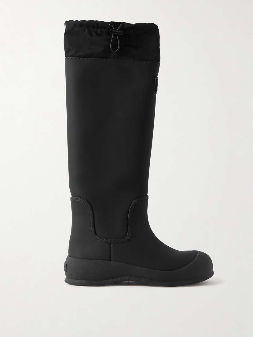 BALLY Clover Twill-trimmed Coated-leather Knee Boots
