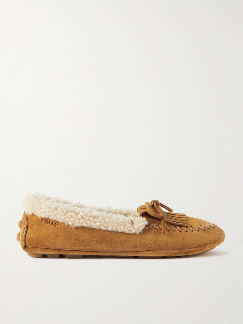 BALLY Klemp Shearling-trimmed Suede Loafers