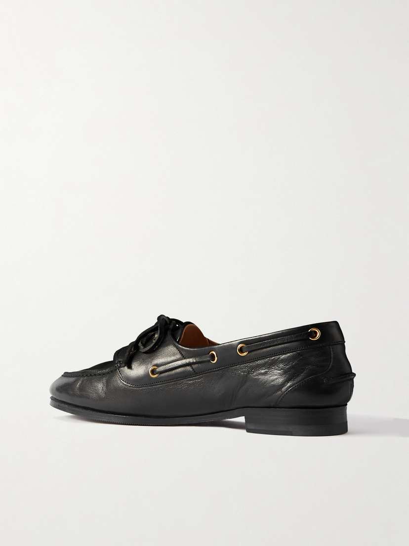 BALLY Pathy Leather Boat Shoes - side view in Black