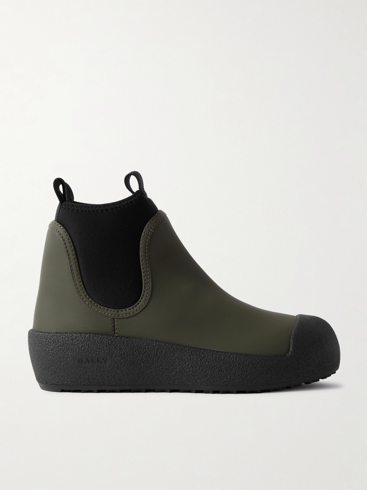 BALLY - Gadey Stretch-knit Trimmed Coated Leather Ankle Boots - Green
