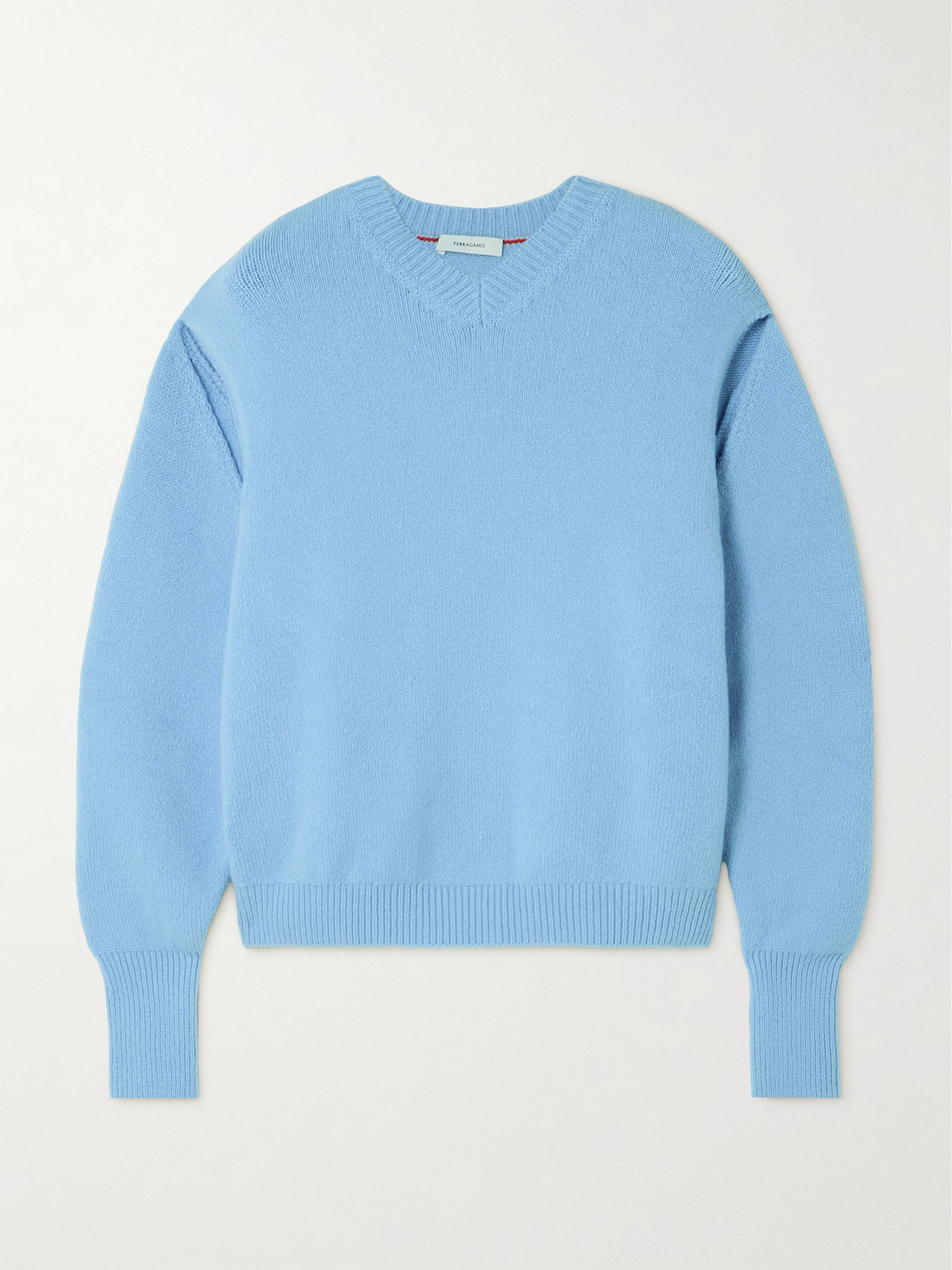 Ferragamo - Cutout Brushed Cashmere-blend Sweater - Blue