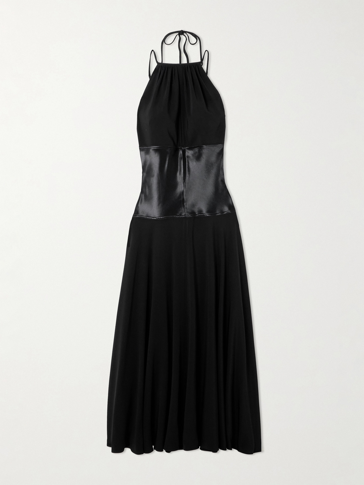 Ferragamo - Cutout Paneled Satin And Cady Halterneck Maxi Dress - Black