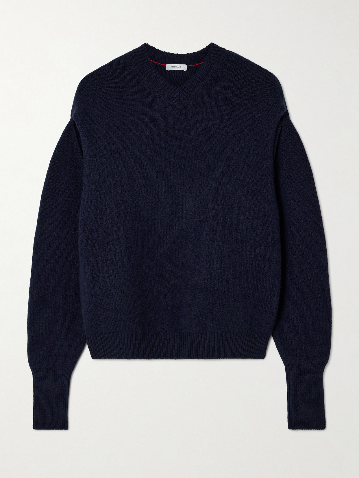Ferragamo - Layered Cutout Brushed Cashmere-blend Sweater - Blue
