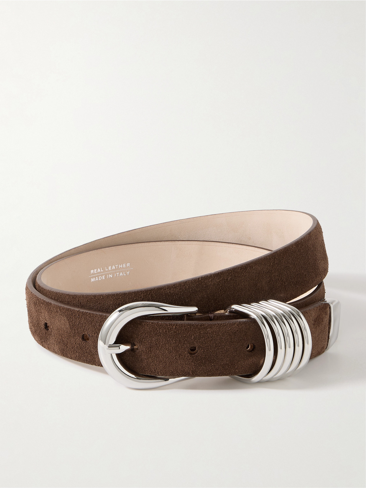 Dehanche Hollyhock Suede Belt In Chocolate Silver