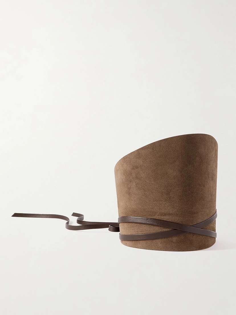 Déhanche Leather-trimmed Suede Waist Belt