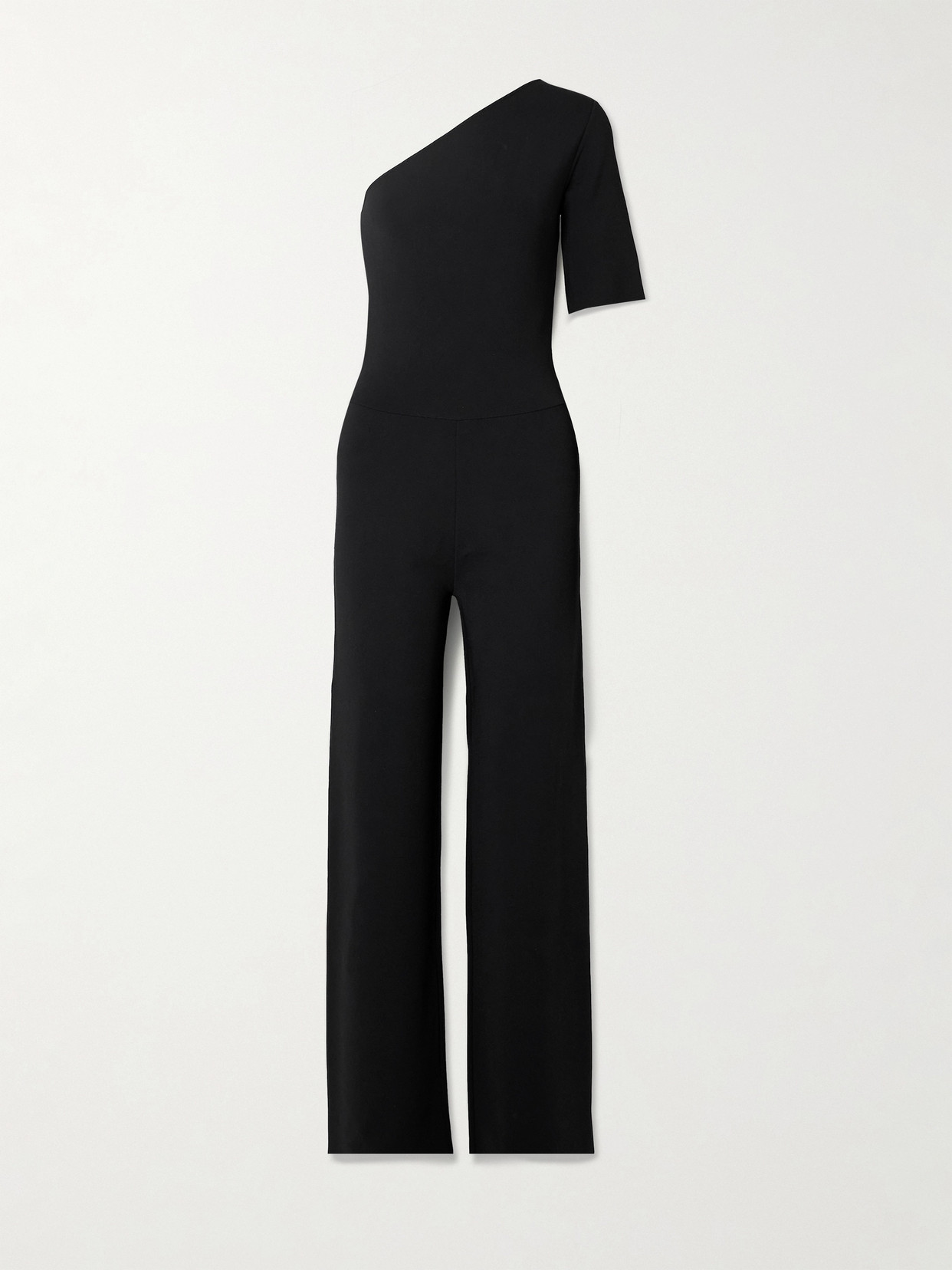 Stella Mccartney Compact Knit One-shoulder Jumpsuit In Black