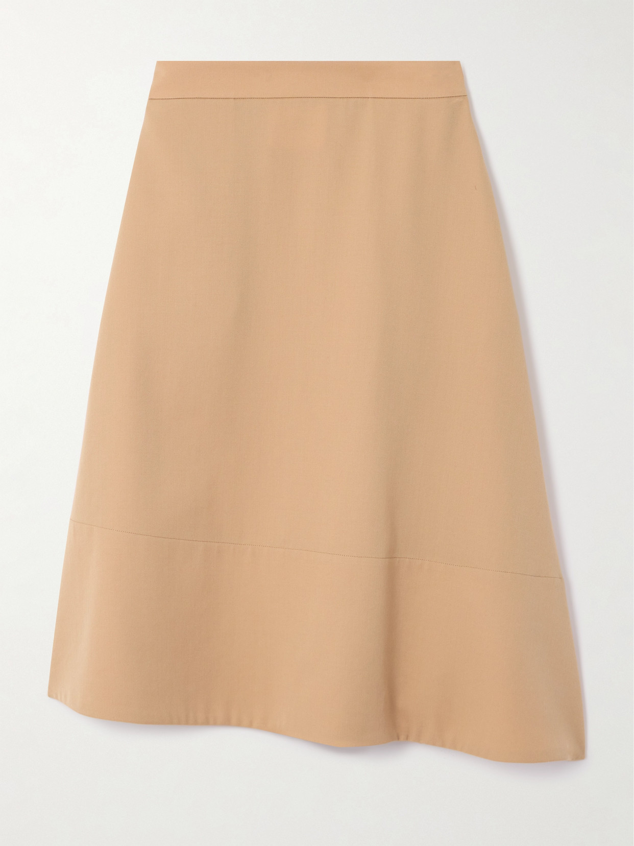 Jil Sander Paneled Asymmetric Wool-twill Midi Skirt In Brown