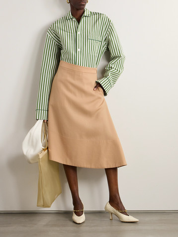 Jil Sander Paneled asymmetric wool-twill midi skirt