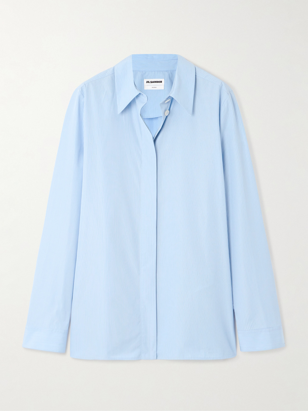Jil Sander - Monday Embroidered Striped Cotton-poplin Shirt - Blue