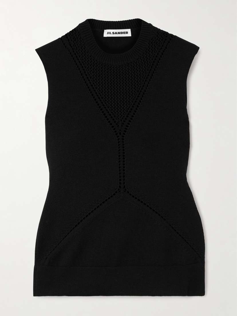 Jil Sander Pointelle-knit Wool And Cotton-blend Top