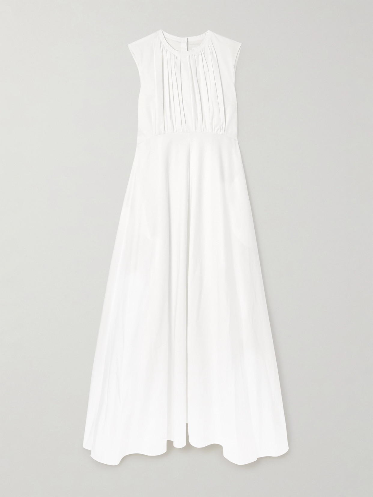 Jil Sander - Gathered Pleated Cotton-poplin Maxi Dress - White