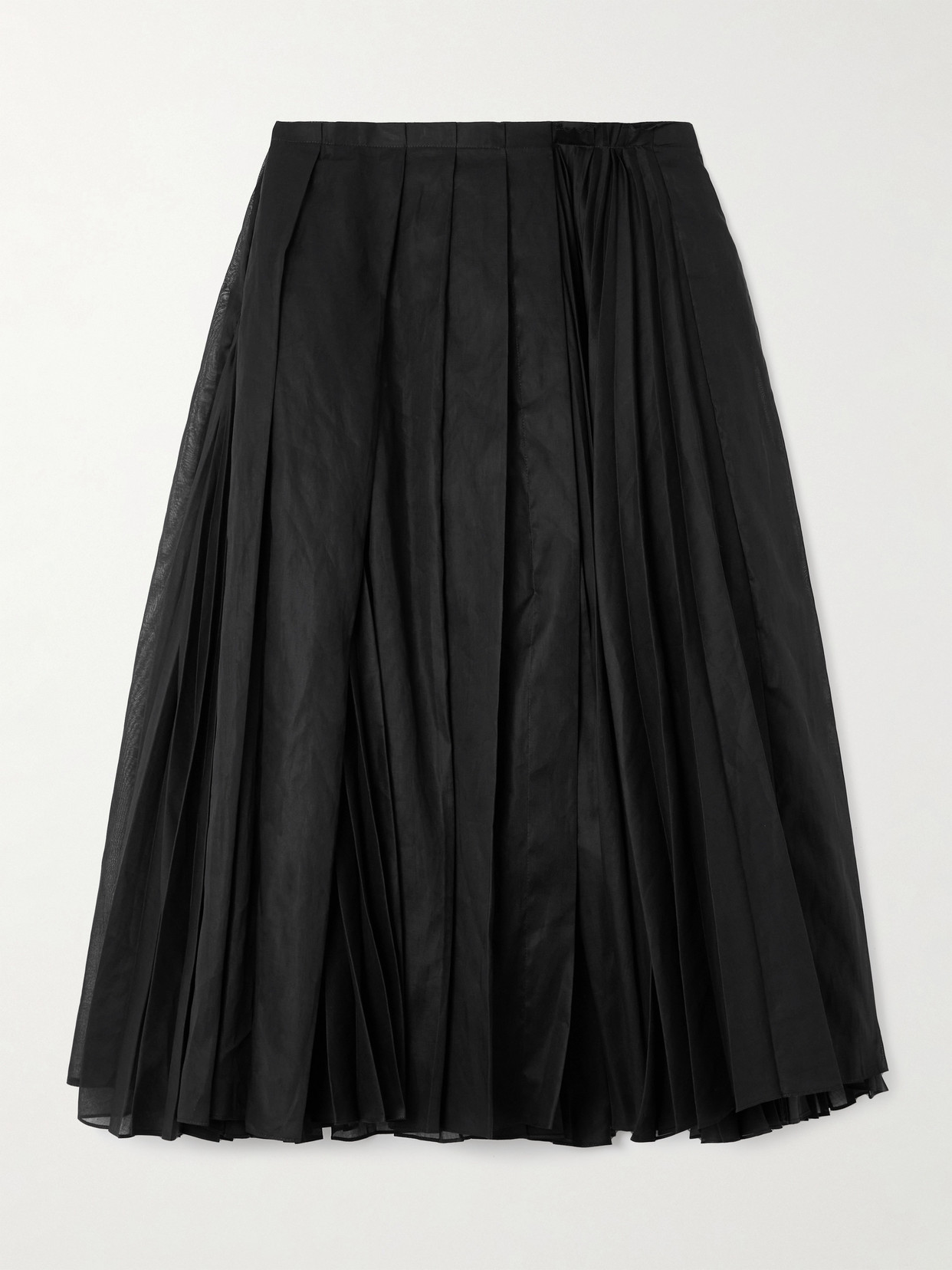 Jil Sander - Pleated Cotton-organza Midi Skirt - Black