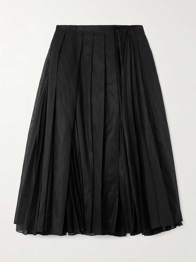 Jil Sander Pleated Cotton-organza Midi Skirt