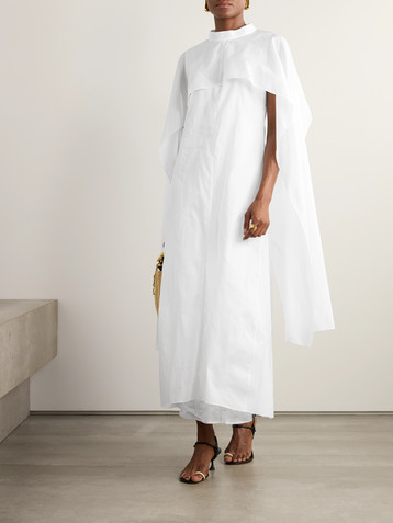  Cape-effect cotton-poplin maxi dress