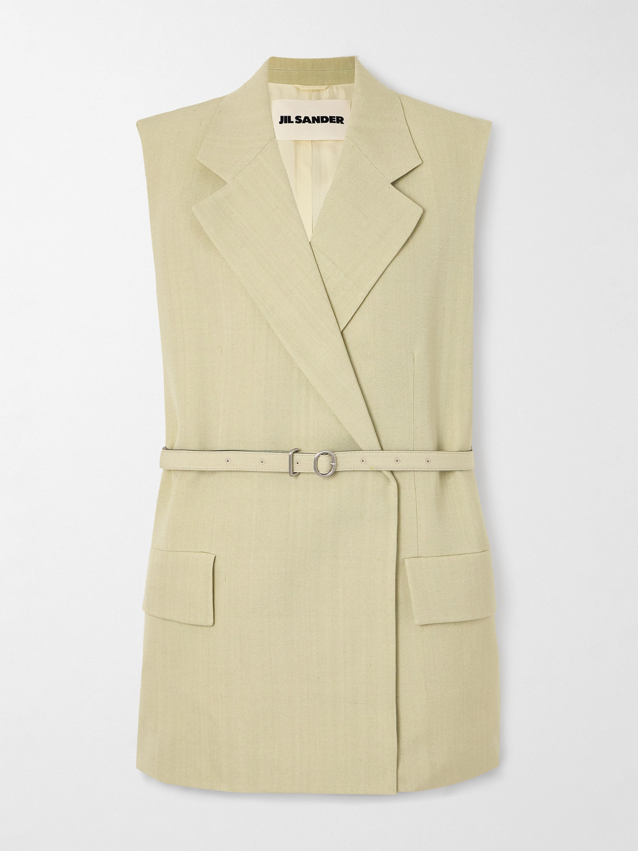 Jil Sander Belted Woven Vest In Neutrals