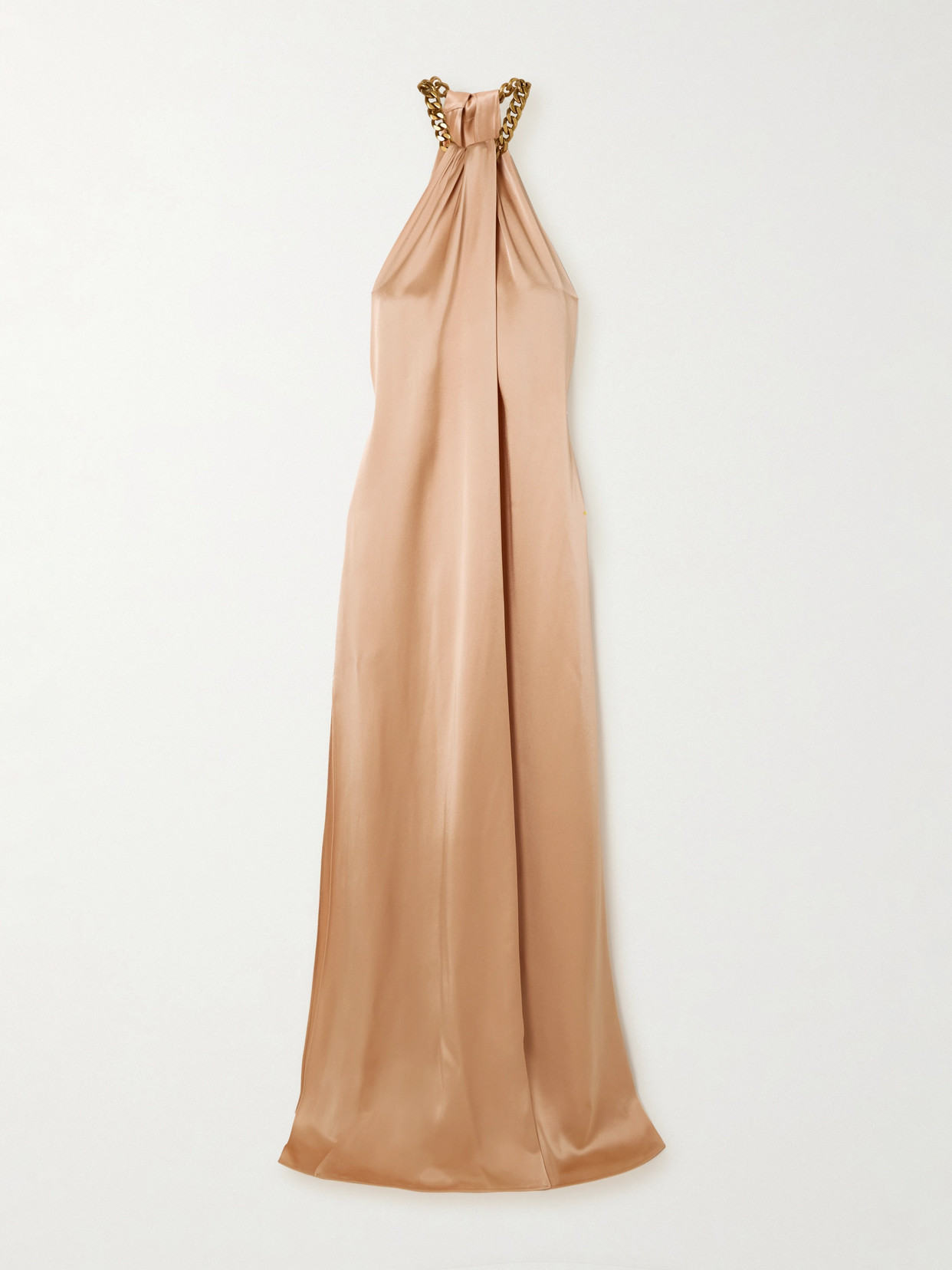 Stella Mccartney Chain-embellished Satin Gown In Neutrals