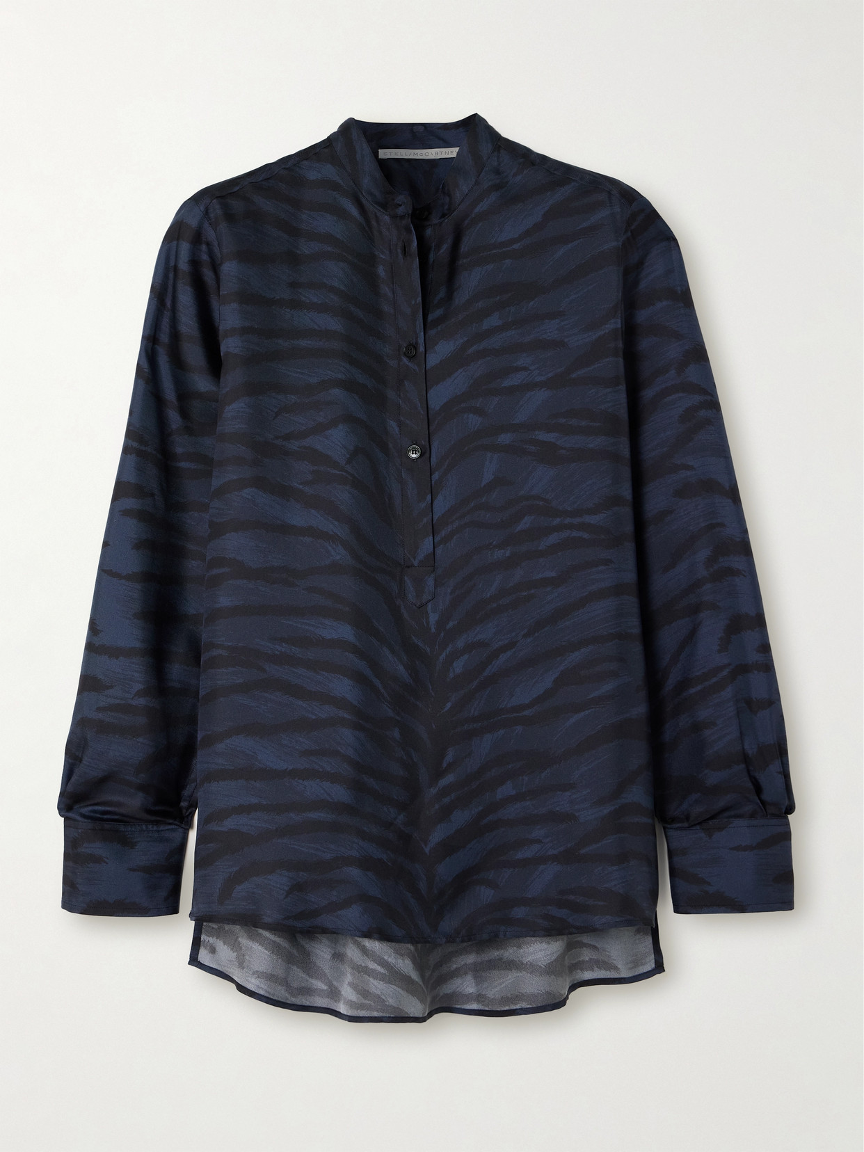 Stella Mccartney Zebra-print Silk-chiffon Shirt In Blue