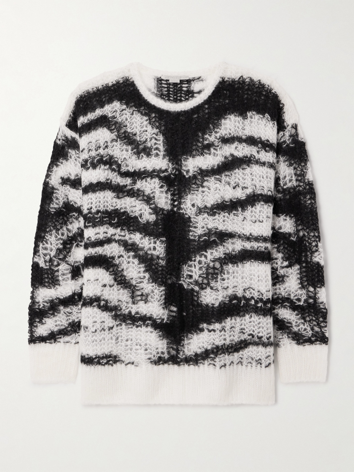 Stella Mccartney Tiger Pattern Open-knit Sweater In White