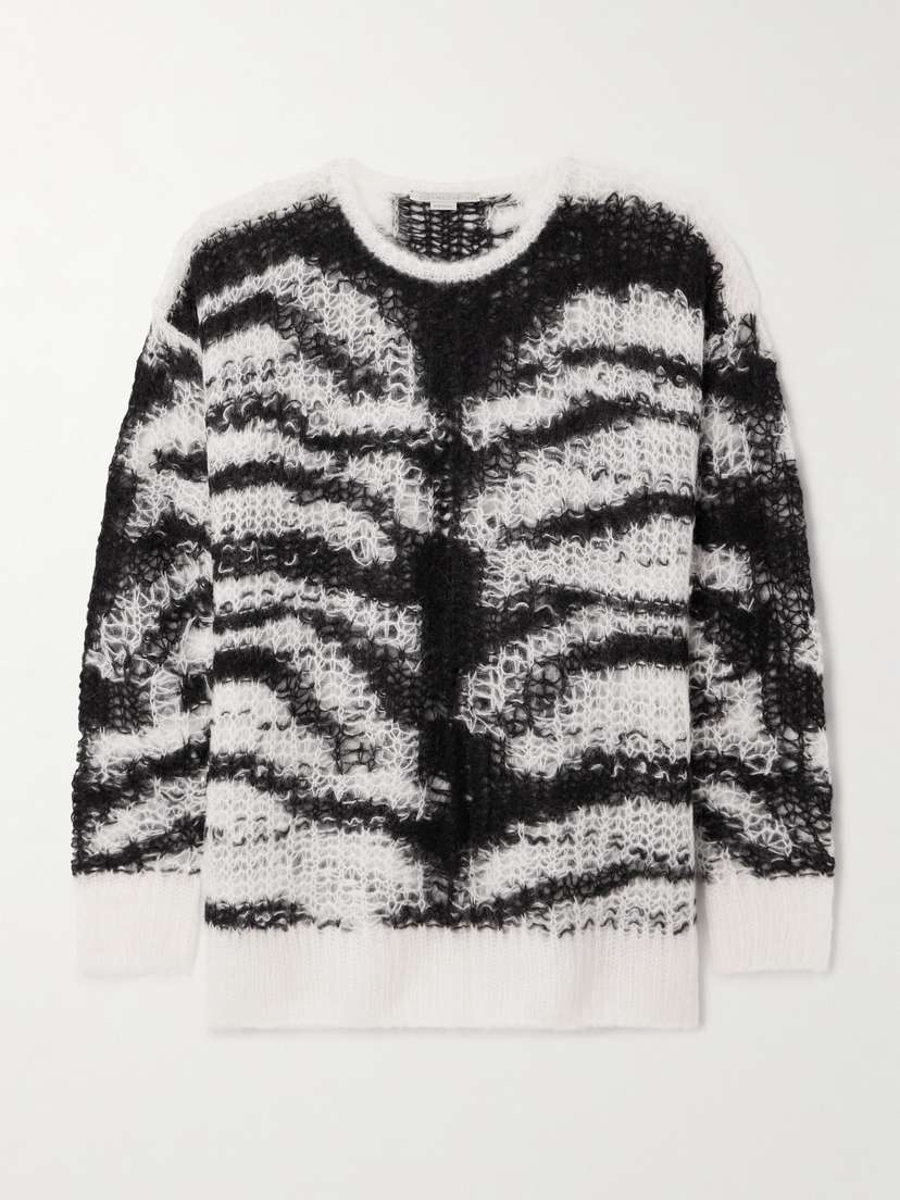 Stella McCartney Striped Open-knit Alpaca-blend Sweater