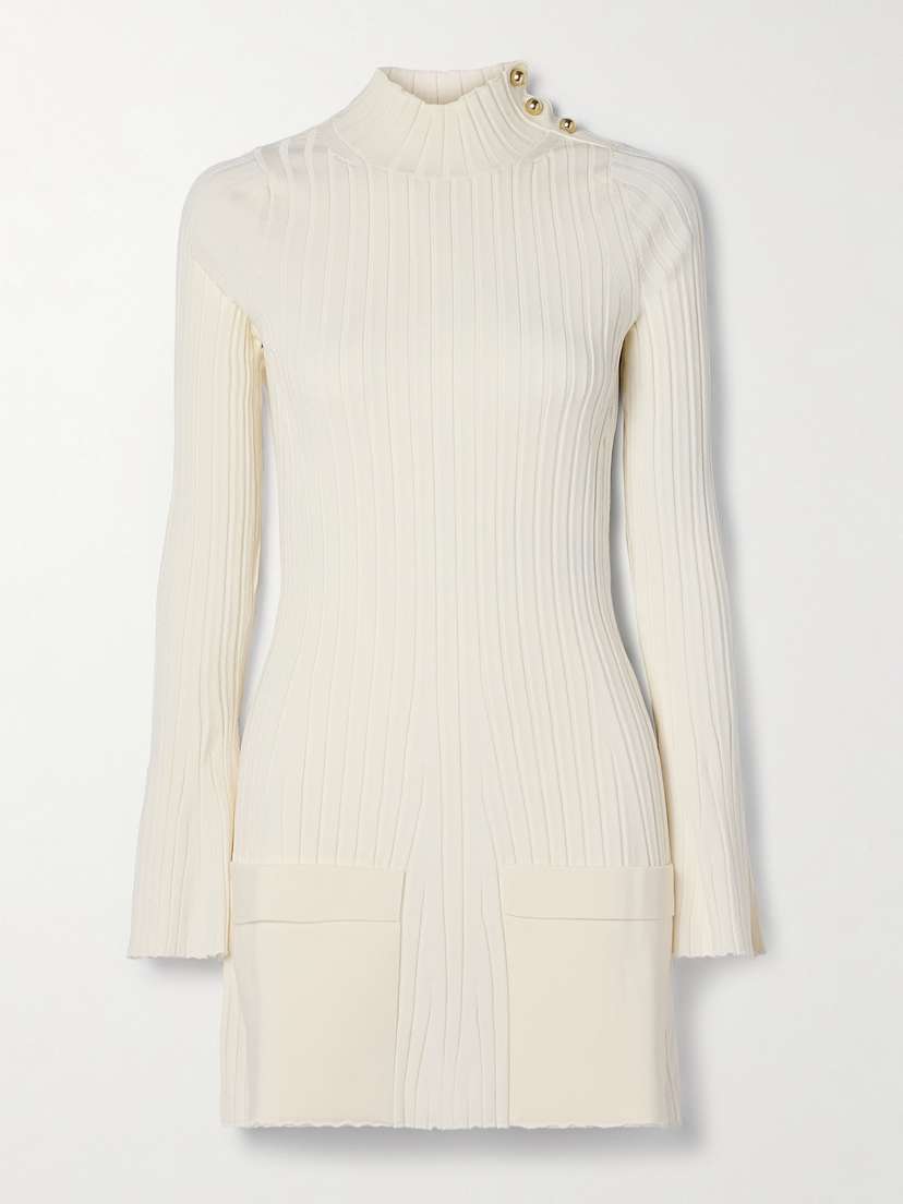 Stella McCartney Button-detailed Ribbed-knit Mini Dress