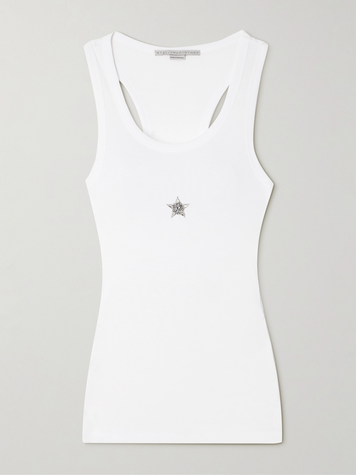 Stella Mccartney Crystal-embellished Lyocell And Cotton-blend Tank In White