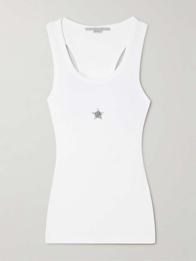 Stella McCartney Crystal-embellished Lyocell And Cotton-blend Tank