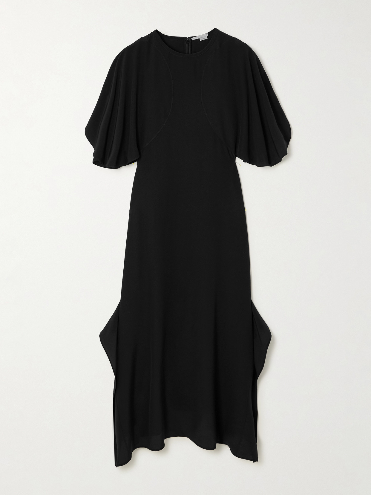 Stella Mccartney Draped Silk-crepe Midi Dress In Black